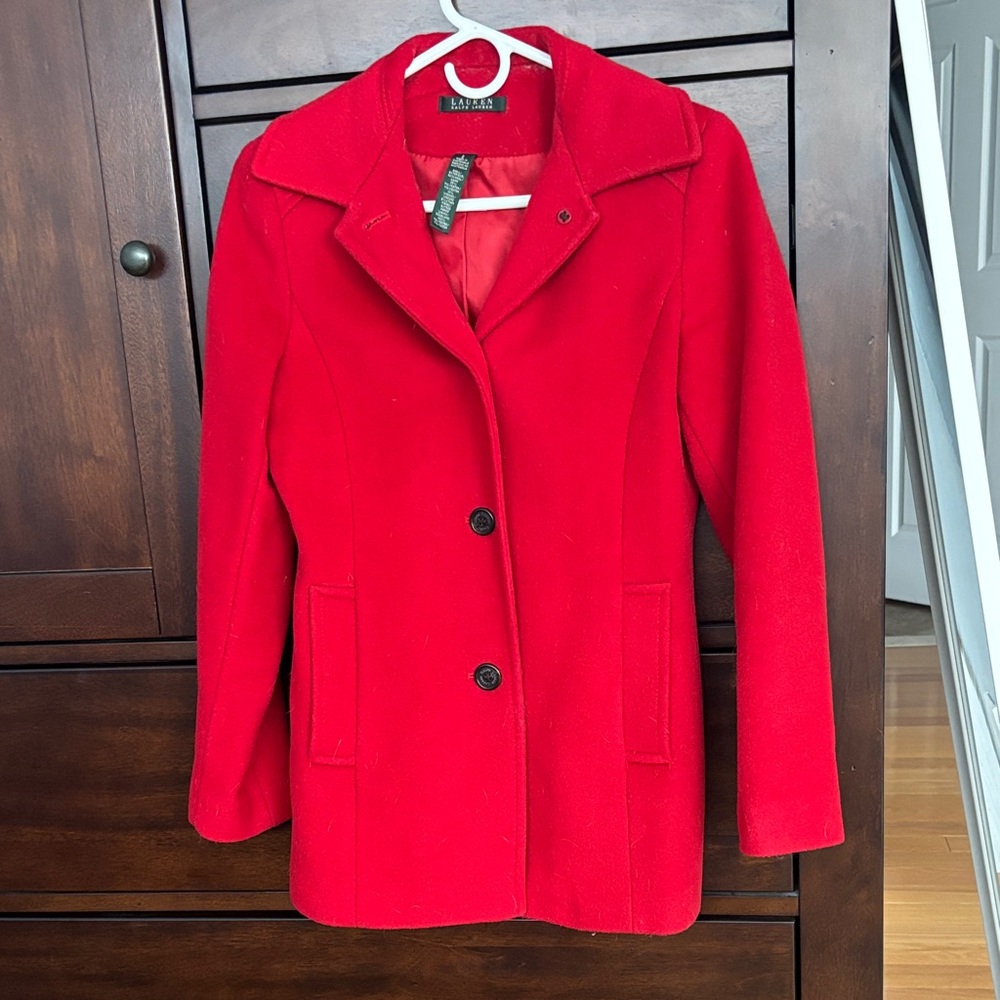 Lauren Ralph Lauren Red Pea Coat